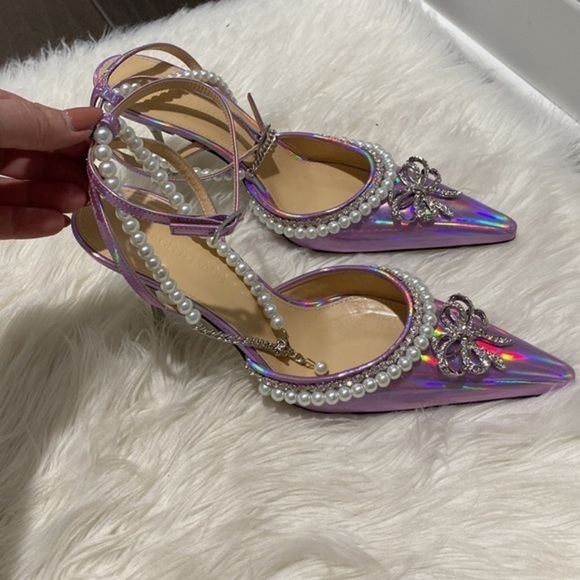 New Mach &‎ Mach Sophie Bow embellished Iridescent Leather pumps size 38.5EU - Picture 11 of 11